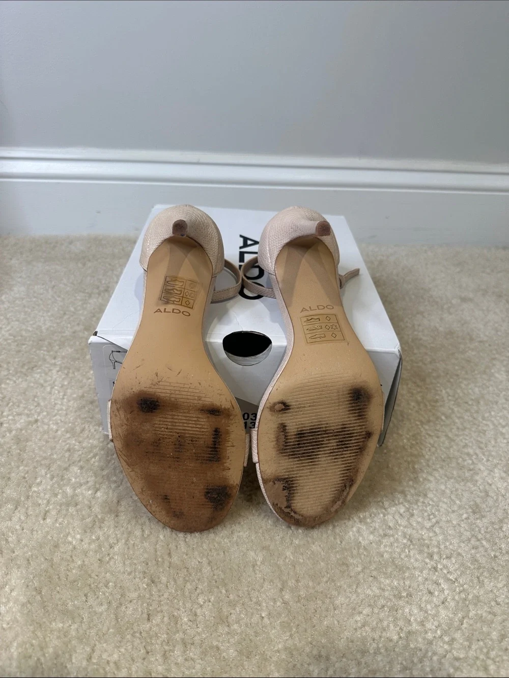 Aldo Cream Nude Open-Toe Ankle-Strap Heels